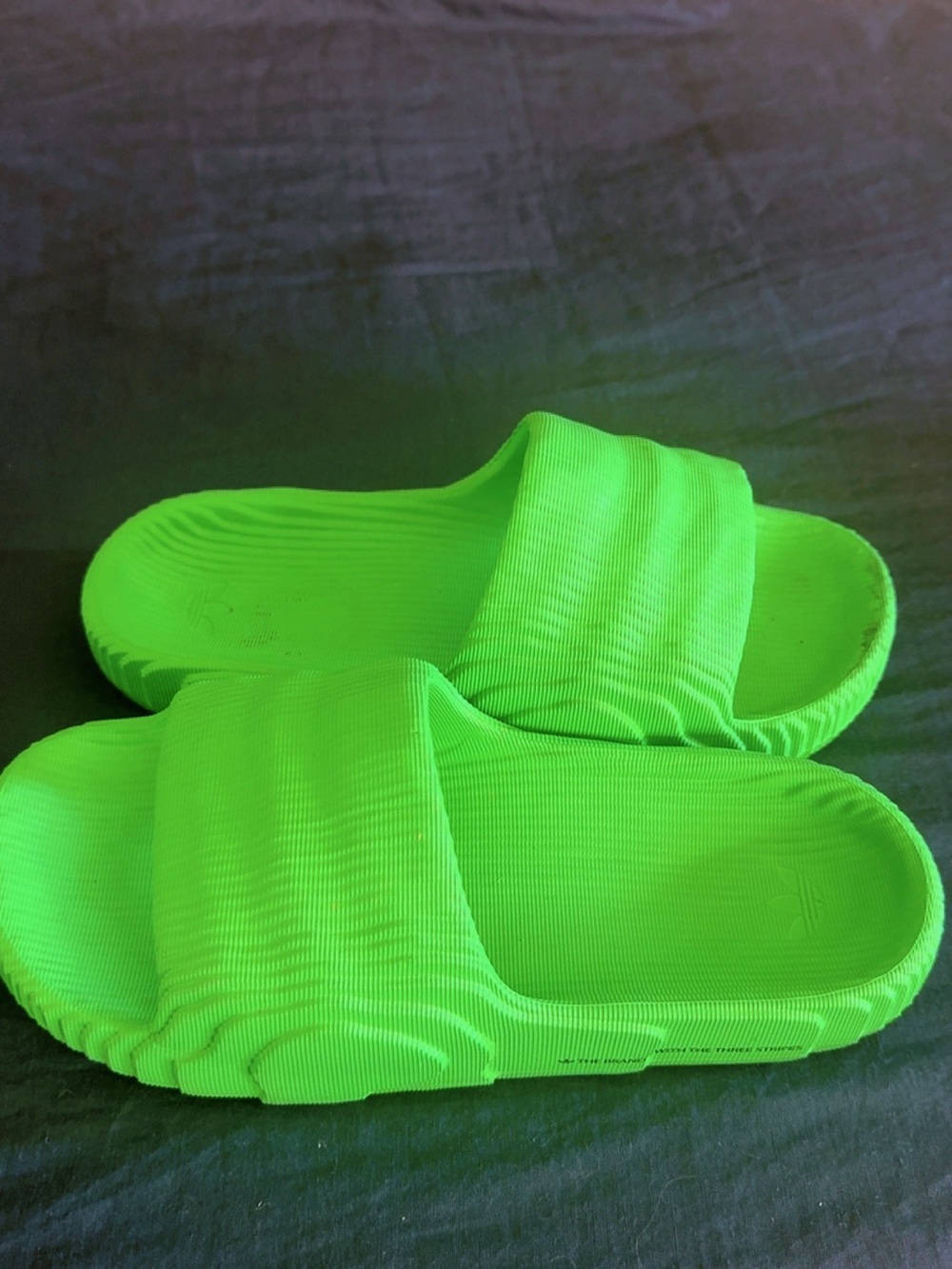 adidas Kids Bright Green Slip-On Slides
